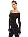 PattyBoutik Women Off Shoulder Long Sleeve Top (Black M)