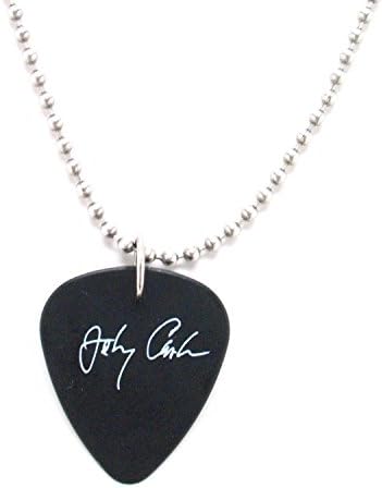 Johnny Cash Necklace Guitar Pick Black Signature Rock Music Band Rebel Country