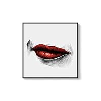 Framed Canvas Wall Art Sexy Lips Canvas Prints Home Artwork Decoration for Living Room,Bedroom - 16x16 inches