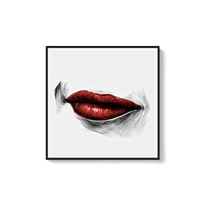 Framed Canvas Wall Art Sexy Lips Canvas Prints Home Artwork Decoration for Living Room,Bedroom - 16x16 inches
