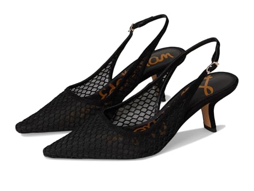Sam Edelman Women's Bianka Sling Pump, Black Suede Net Mesh, 6