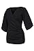 Annflat Women's V Neck Cold Shoulder Trumpet Sleeve Wrap Top T-shirts Medium Black