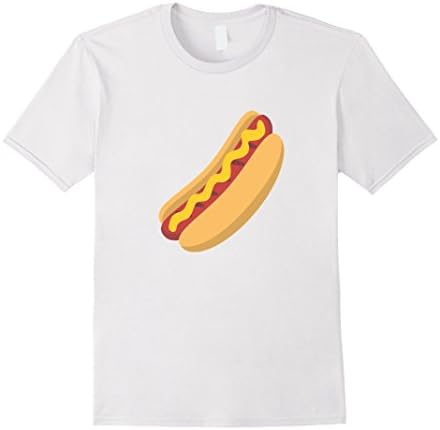 Mens Hot Dog Emoji T-Shirt BBQ Emoticon Wiener Bun Sausage XL White