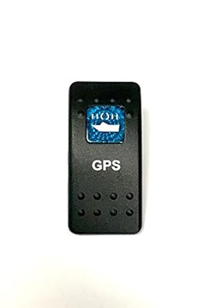 Euro Rocker Switch Cover with Text, Black with Blue Lens. Contura II, Fits Carling, Cole Hersee, Blue seas