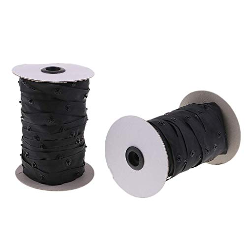 50 Yard Resin Snap Tape fit for Duvet Garment Cushion Covers Strap Fix (Black)