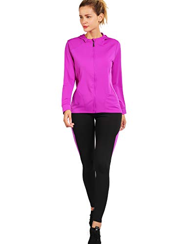 Activewear Sets for Women-Track Leggings Pants Hoodie Jackets 2 Piece Set Tracksuits Yoga Outfit Jogging Workout Set Gymwear Darkmagenta