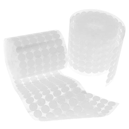 Whitelotous 1000 Pairs Sticky Back Coins Hook & Loop Double Sided Adhesive Disks Dot Fastener Tape White 15mm