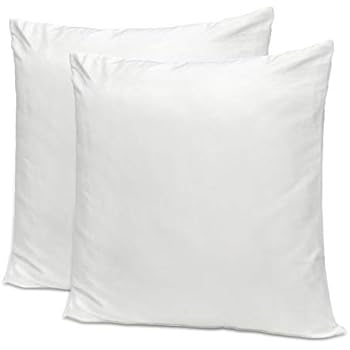 NKTM 100% Cotton 205 Thread Count 18inx18in Zippered Pillow Protector Covers - Set of 2(Cover ONLY Pillow Inner NOT Included) (White)