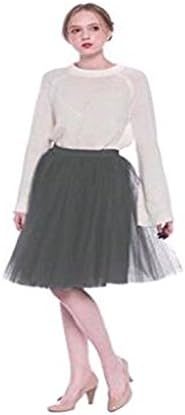 OPPANOL Women’s Princess Mesh Tulle A Line Tutu Skirt For Evening Prom Party (XXXL, Grey)