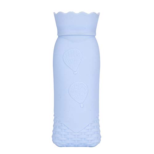 Ranoff Hot Water Bottle Warm Water Bag Knit Cloth Cover Portable Portable Silicone (Blue)