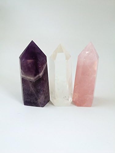 Crystal Healing Wands/2’’Amethyst ,Rose Crystal&amp;Clear Crystal/6Faceted Meditation Therapy