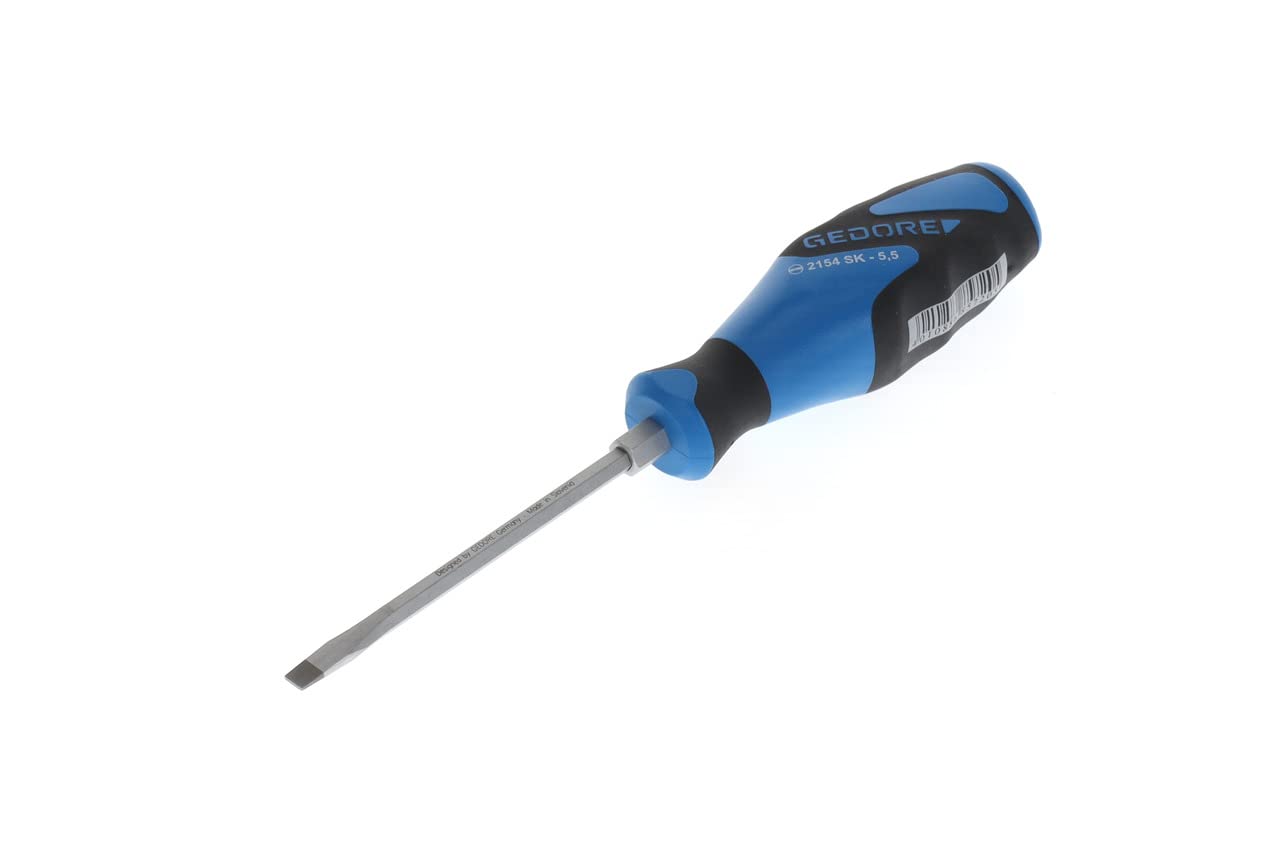 GEDORE Screwdriver slotted with striking cap, Screwdriver, 3-component handle, length 205 mm, Tool, 2154SK 5.5