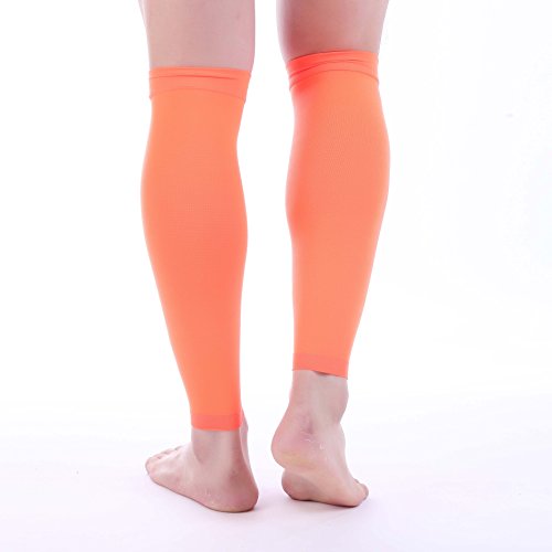 Premium Calf Compression Sleeve 1 Pair 20-30mmHg Strong Calf Support Multiple COLORS Graduated Pressure for Sports Running Muscle Recovery Shin Splints Varicose Veins Doc Miller Orange, X-Large)