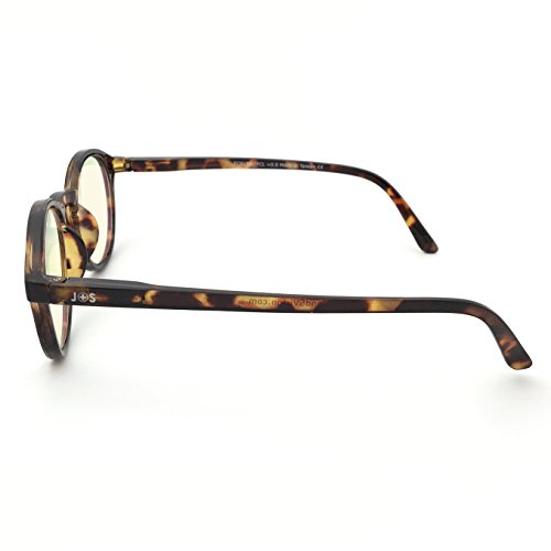 J+S Blue Light Blocking Glasses for Women Men | Anti Eyestrain Headache Glare 400UV from Computer/Gaming/TV/Phones (Mana LCD lens - Round | Tortoise Shell Frame)