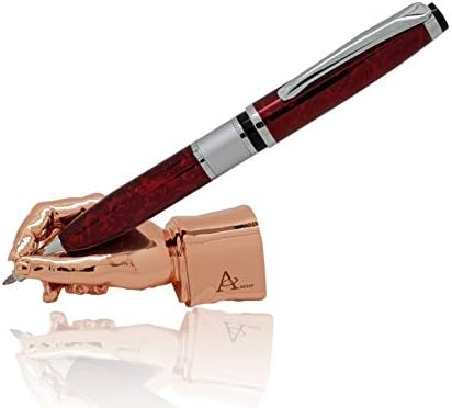 ACELY Executive Hand-Shaped Pen Holder Metal Art Craft Paperweight for Desktop Organizer Pen Stand Decoration (Rose Gold)