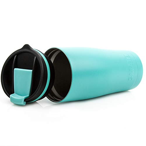 Tumbler 20 oz 100% Leak-Proof - Smart Coolers - Ultra-Tough Double Wall Stainless Steel Premium Insulated Travel Cup - Keep Coffee and Ice Tea + Screw Lid + Straw + Gift Box, Teal