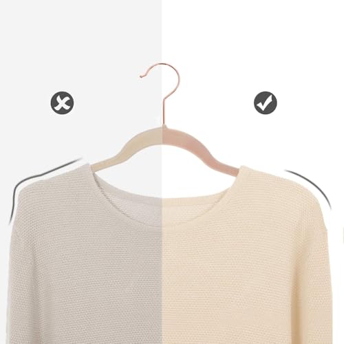 HilmGear Velvet Hangers, Set of 50 Packs Clothes Hanger with Rose Gold Swivel Hook, Non-Slip, and Space-Saving, 0.2-Inch Thick, 17.1-Inch Long for Coat, Shirt, Dress, Pants, Tie (Pink, One Size)
