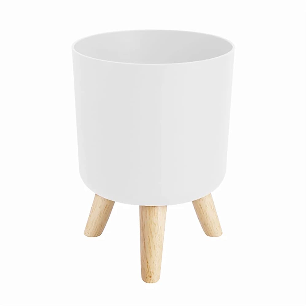 Lobamop Modern Plant Pots with Wooden Legs Holder Bedroom Living Room Floor Standing Potted Flower Pot Home Garden -B