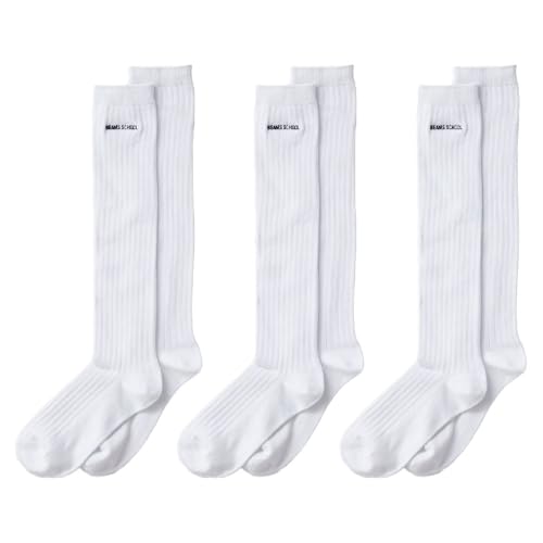 [ビームス スクール] BEAMS ハイソックス 3足セット 38cm丈 174613 WT