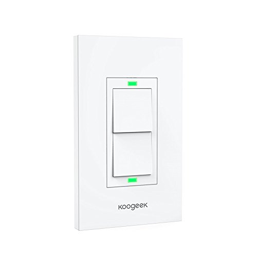 Koogeek Smart WiFi Light Switch Two Gang for Apple HomeKit with Siri Remote Light Control Switch on 2.4Ghz Network No Hub Required Single Pole