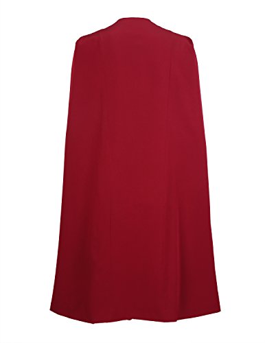 ASMAX HaoDuoYi Women Casual Open Front Cape Trench Duster Coat Longline Blazer(S,Burgundy) - Thumbnail 3