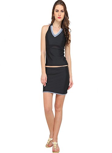 nidhi munim women's monochrome tankini with skirted bottom