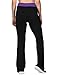 HDE Women's Color Block Fold Over Waist Yoga Pants Flare Leg Workout Leggings,Black & Purple,Large