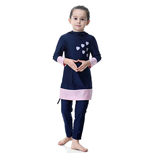 KXCFCYS Muslim Swimwear for Kid Girls Children Modest Islamic Hijab Swimsuits Burkini (NO2, 120cm)