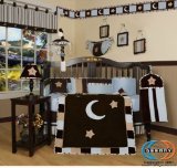 GEENNY 13 Piece Crib Bedding Set, Brown/Blue Star and Moon