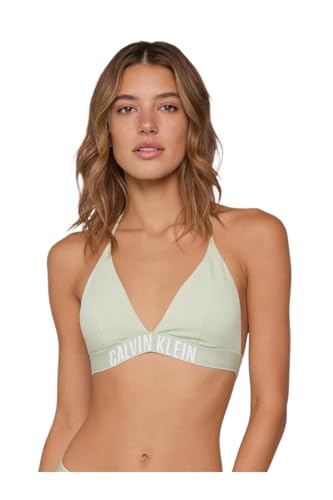 Calvin Klein Damen Bikini Oberteil Triangel Neckholder, Gruen (Spray), S