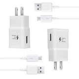 Eaxxfly Wall Charger Kit Adaptive Fast Charge Compatible Samsung Galaxy S7 / S7 Edge / S6 / S6 Plus / Note5/4 /S4/S3, USB 2.0 Fast Wall Charger Adapter and Micro USB Cable (2 Adapter + 2 Cable)