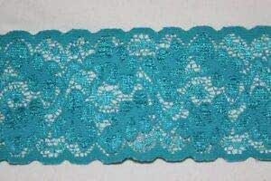 Lencería elástica de 1 yarda, color verde azulado, encaje de costura
