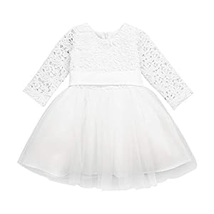 Nvfshreu Babymeisjeskleding lange mouwen doopjurk kant bloemenmeisje partyjurk jurk 1 eenvoudige stijl verjaardagsjurk…
