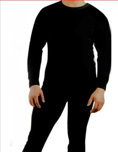 2 Piece Thermal Crew Top and Pant Set for Men New Black
