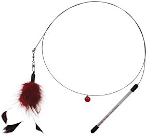 Interactive feather cat teaser. Flexible stainless steel wire swing &amp; acrylic handle. 3.5 feet long. Awake your cat’s natural instinct with cat teaser toys from Evelyn (Chicken Feather)