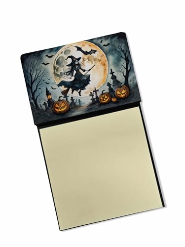 Caroline's Treasures Flying Witch Spooky Halloween Sticky Note Holder Refillabl…