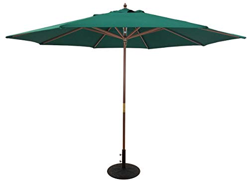 TropiShade 11-Feet Light Wood Polyester Market Umbrella with Green Polyester Cover