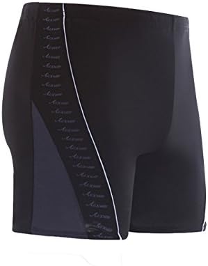 Men Endurance Square Leg Swimsuit Black-Gray Weight 2XL(100kg-115kg)