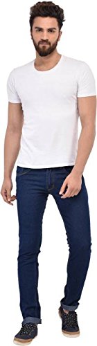 stylox men&rsquo;s regular slim fit dark blue jeans