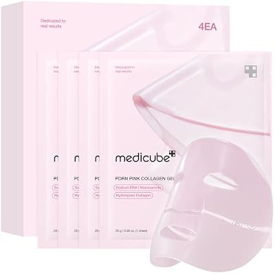 Pdrn Pink Collagen Gel Mask - Maschera Hydrogel per Glass Skin Coreana con Collagene, Pelle Radiosa, Idratata e Tonica, Skincare Coreana, 28g x 4 pezzi