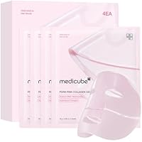 medicube Salmon DNA PDRN pink collagen jelly gel mask | overnight face mask for glass glow skin- elasticity, hydrating, firming and moisturizing | korean skincare, 28g, 4ea