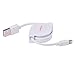 HXINH SparkZip MFi Certified by Apple USB to Lightning Retractable Cable for iPhone 7 6 5 5C SE,iPad pro air mini 4th - 0.7m(2.3ft) (1 Pack, White)