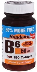 SUN DOWN VITAMIN B-6 50MG 12587 100+50 150Tablets by REXALL SUNDOWN *****