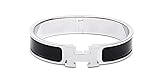 Z.RACLOE 12MM H Buckle Bangle Bracelets for Women Slive/black