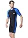 BIKMAN One-Piece Snorkeling Surfing Swim Suit Short Sleeves Plus Size Swimwear- Sun Protection (S(Weight:93.5lbs-121lbs), Blue)