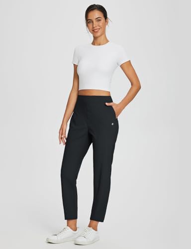 baleaf Womens Travel Pants Lightweight Stretch with Zipper Pockets Petite Ankle Dressy Golf Work Business Casual Slacks