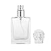 Enslz Square Flint Perfume Atomizer Refillable Glass Empty Spray Applicator Clear Bottle With Cap for Travel 30ml