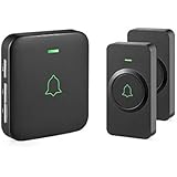 Wireless Door Bell, AVANTEK CB-21 Mini Waterproof Wireless Doorbell Operating at Over 1000 Feet, 2 Remote Buttons Can Have Different Tones, 52 Melodies, CD Quality Sound and LED Flash