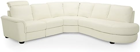 Lyon 77877 5-Seat Curved Corner Reclining Sectional with Bumper, Broadway Alabaster