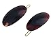 Parcelona French Oval Tortoise Shell Brown Small Celluloid Acetate with Snap on Hair Pin Barrette Clip for Girls - 2 Pieces